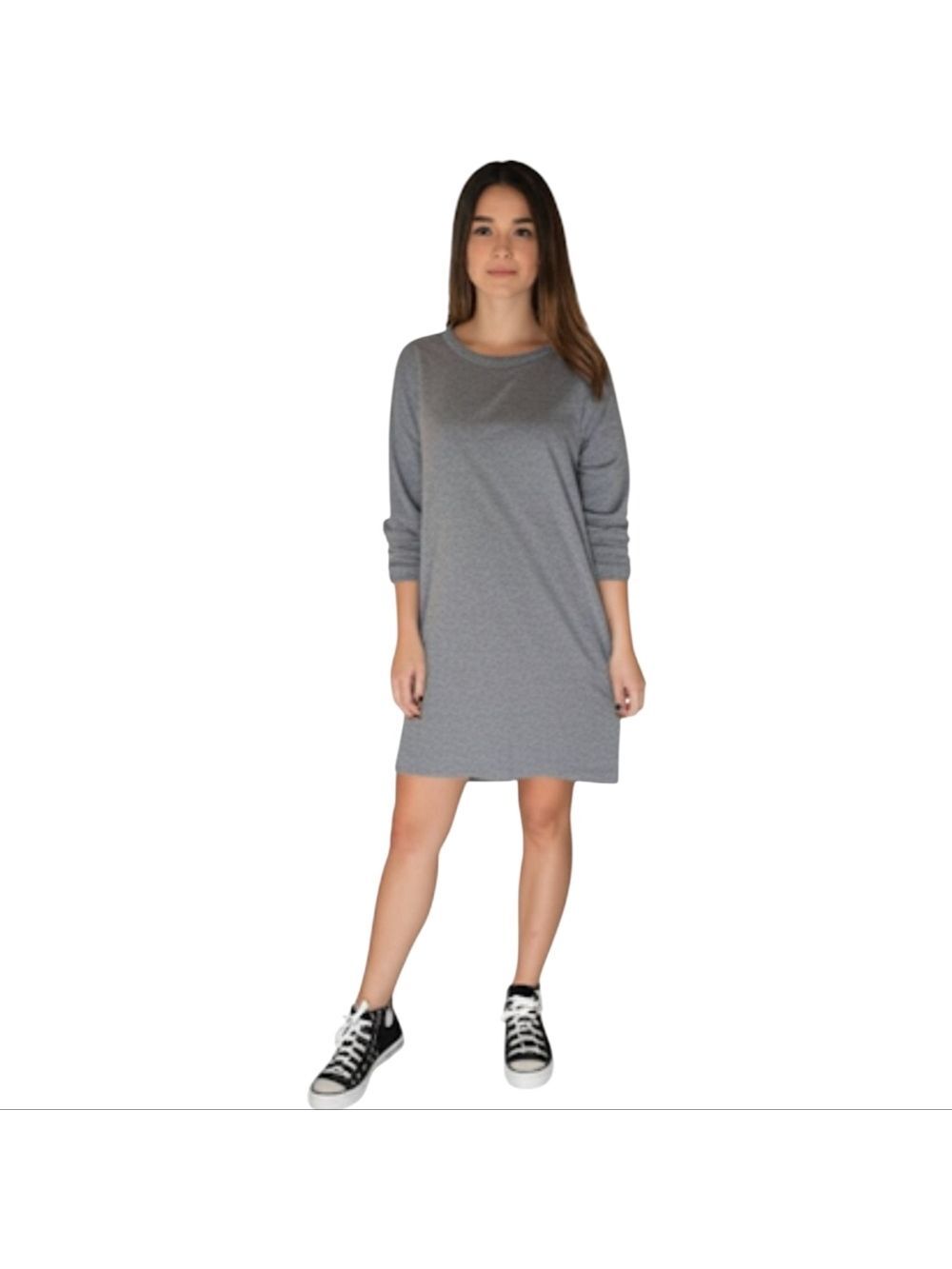 NEW GAP Gray T-shirt Dress w/Exposed Back Zip - 3/4 Sleeve Size XL Casual